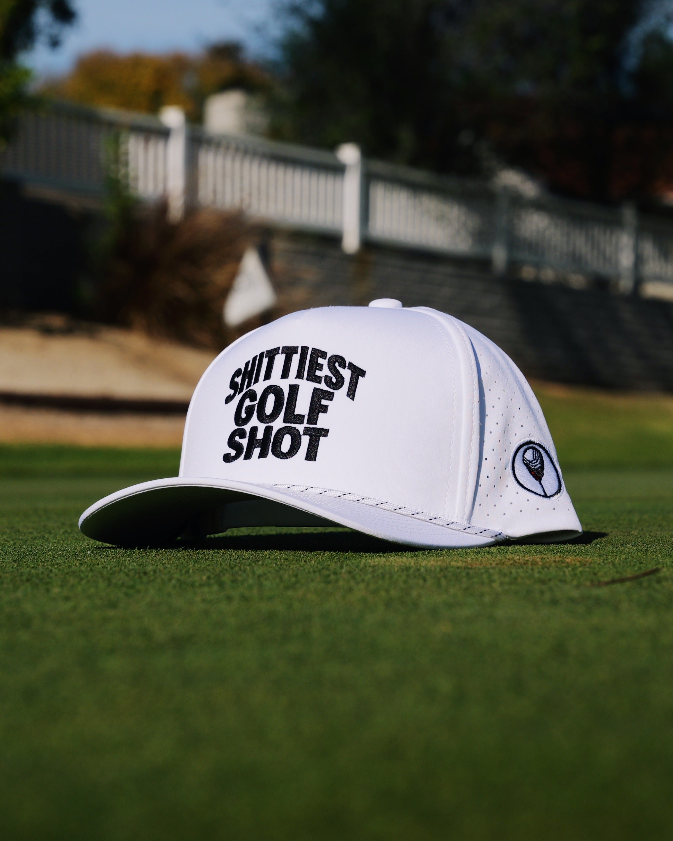 White- Sh!ttiest Golf Shot- Snapback Rope Hat